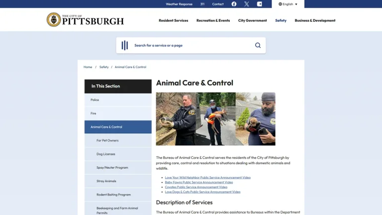 City of Pittsburgh Animal Care and Control (Licensing) - Pittsburgh, PA