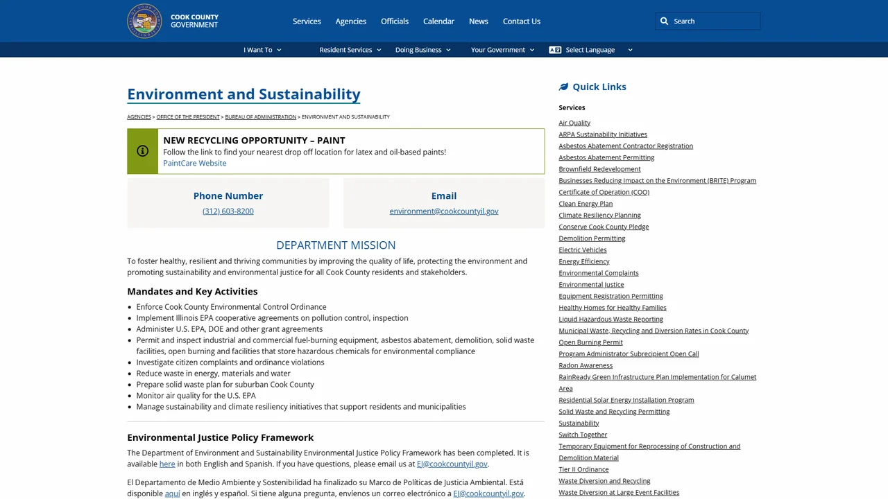 Cook County Department of Environment and Sustainability - Chicago, IL