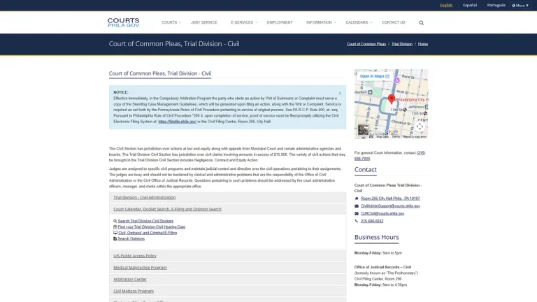 Court-Common Pleas Arbitration - Philadelphia, PA