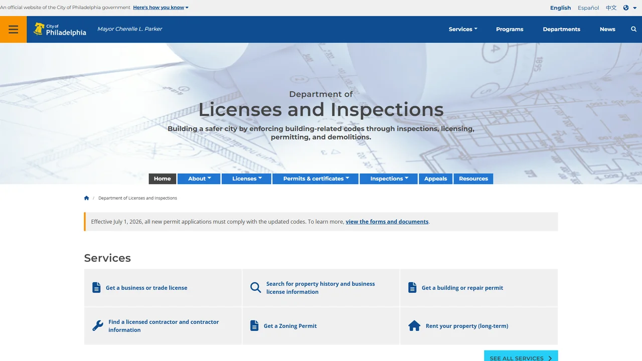 Department of Licenses and Inspections - Philadelphia, PA