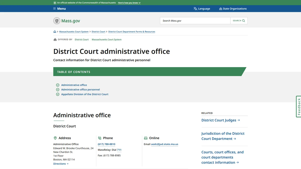 District Court Administration Office - Boston, MA