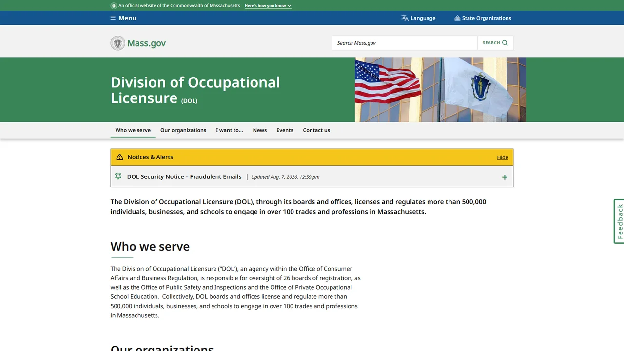 Division of Occupational Licensure - Boston, MA