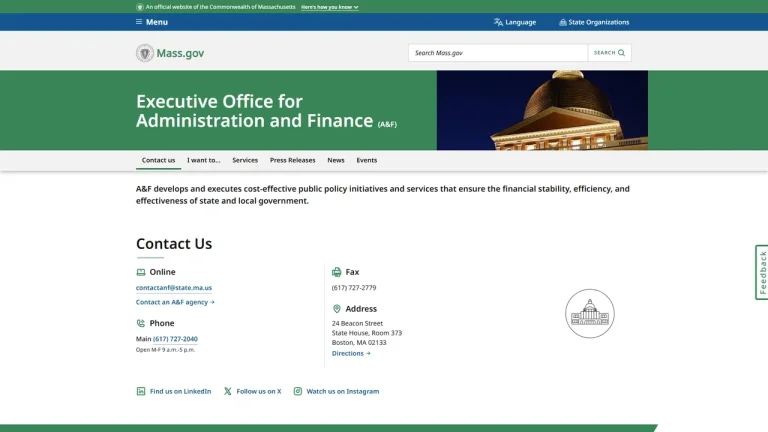 Executive Office for Administration and Finance - Boston, MA