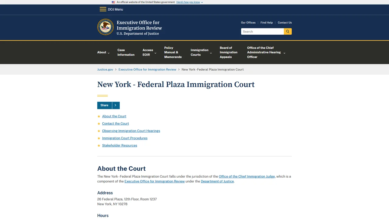 Executive Office of Immigration Review New York City Court - New York, NY