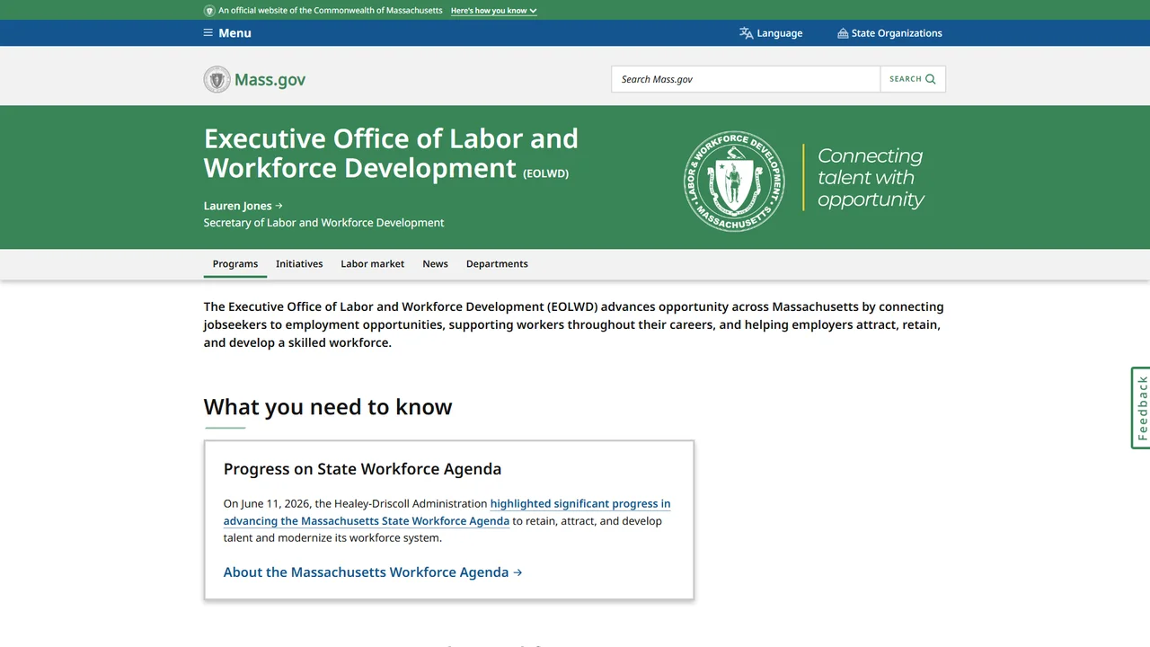 Executive Office of Labor and Workforce Development - Boston, MA