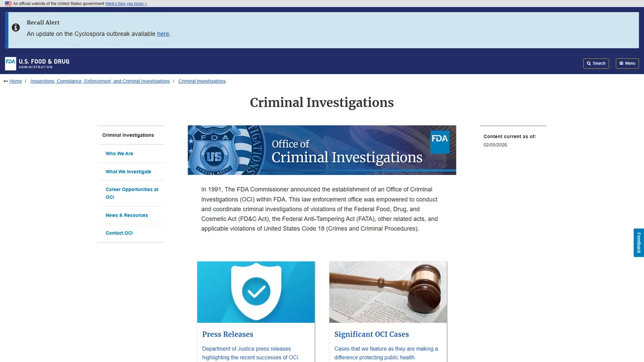 FDA Office of Criminal Investigations - Jersey City, NJ