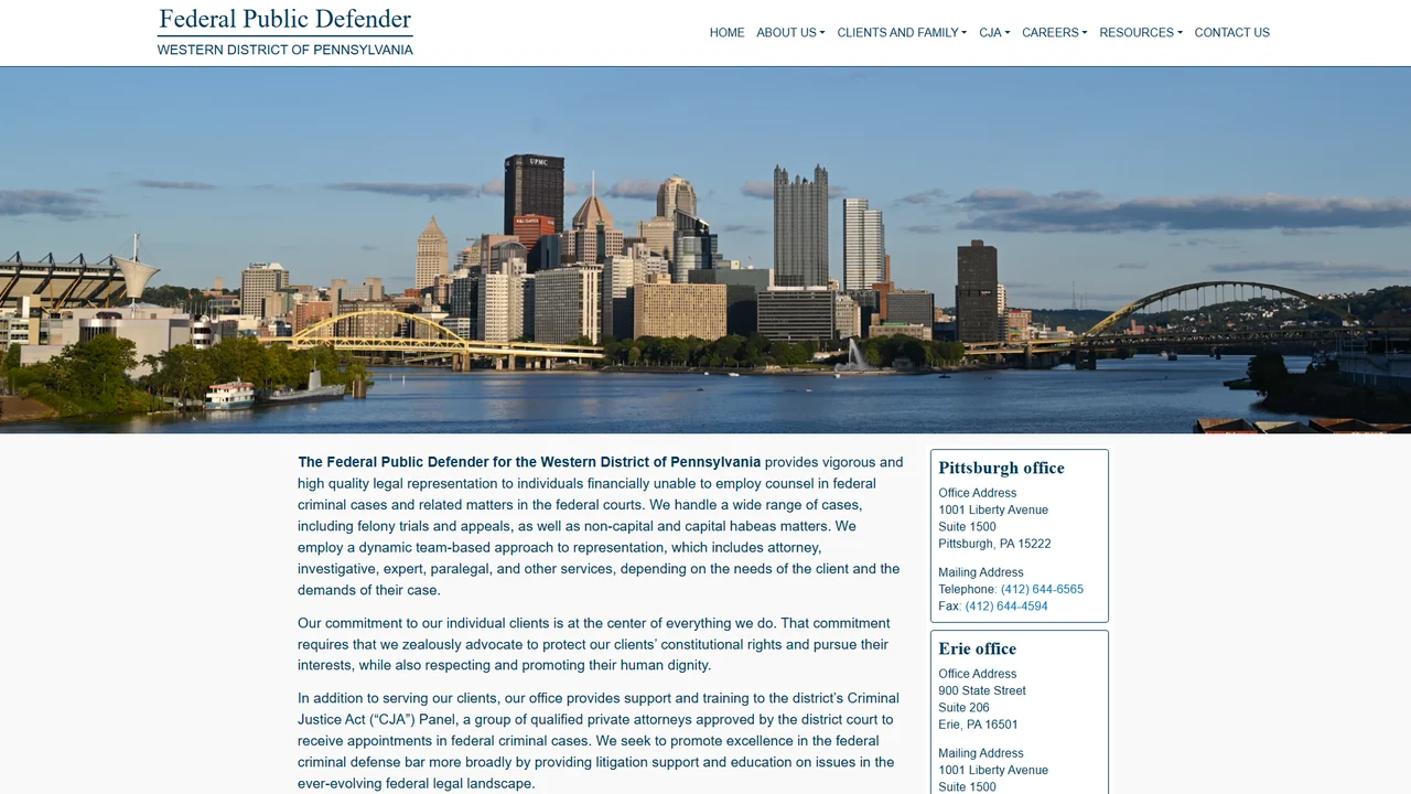 Federal Public Defender Western District of PA - Pittsburgh, PA