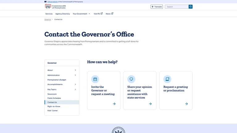 Governor's Office of Policy and Planning - Harrisburg, PA