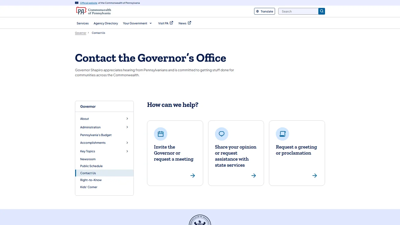 Governor's Office of Policy and Planning - Harrisburg, PA