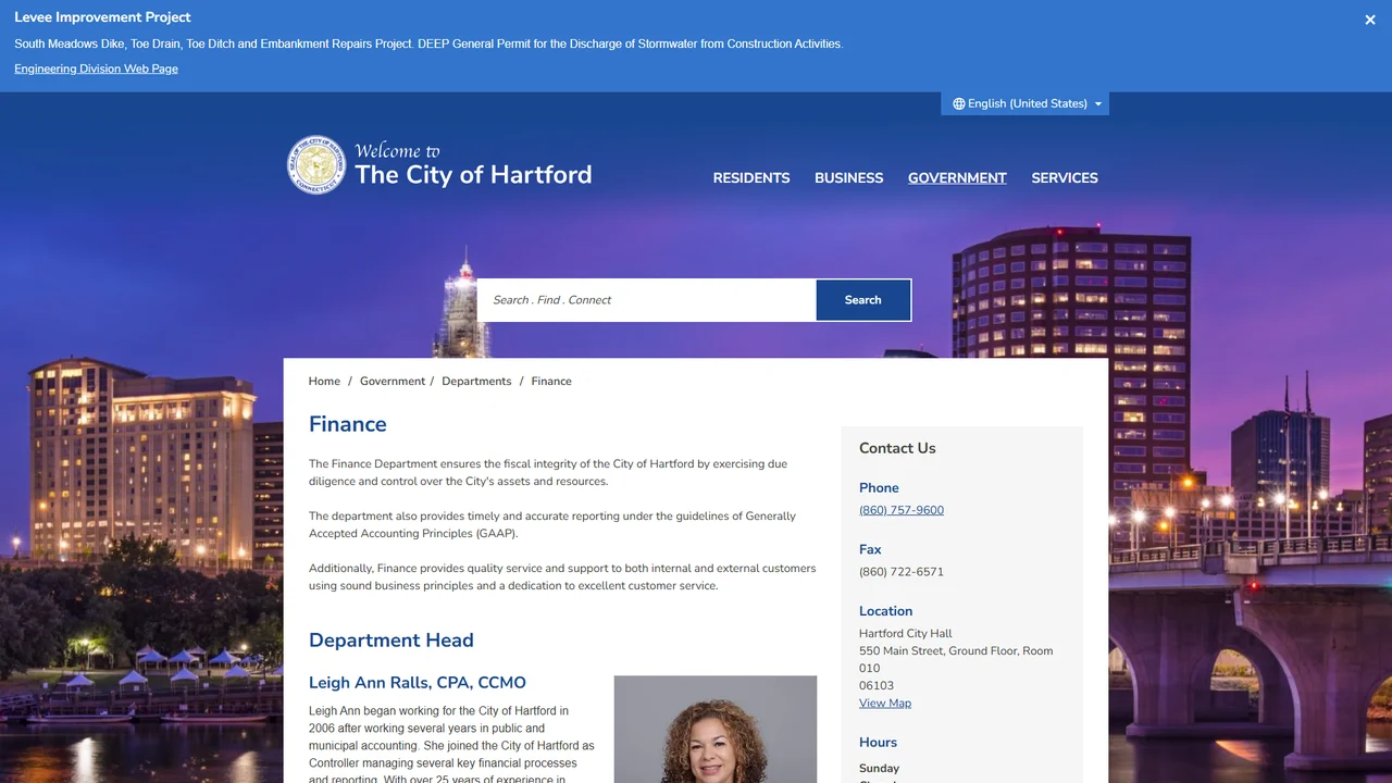 Hartford City Finance Department - Hartford, CT