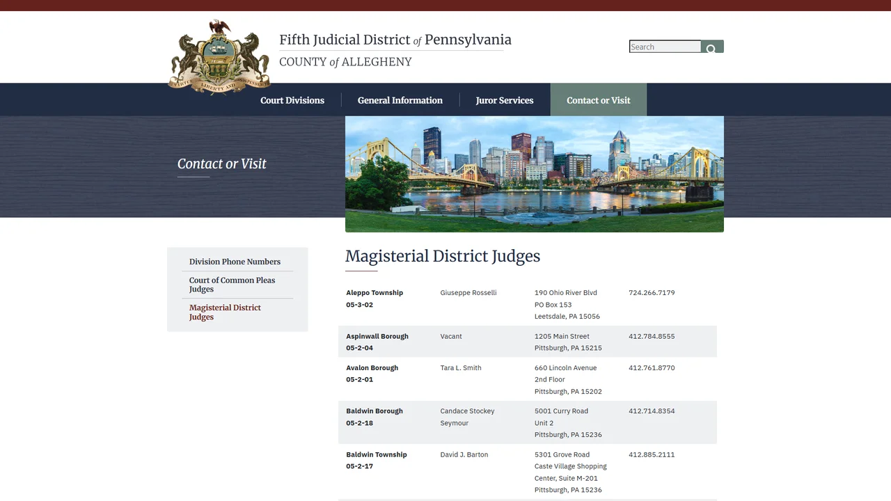 Honorable Richard G King - Pittsburgh, PA