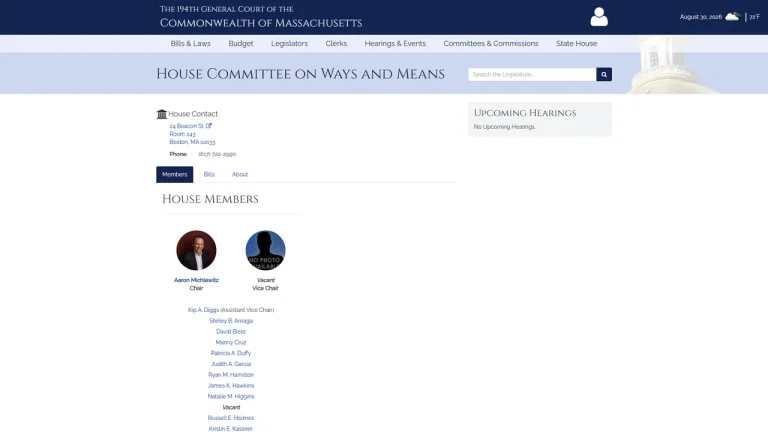 House Committee on Ways and Means - Boston, MA