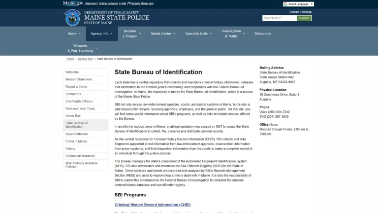 Identification Bureau - Augusta, ME