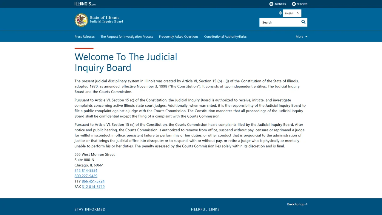 Illinois Judicial Inquiry Board - Chicago, IL
