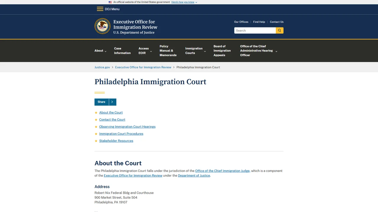 Immigration Court - EOIR - Philadelphia, PA