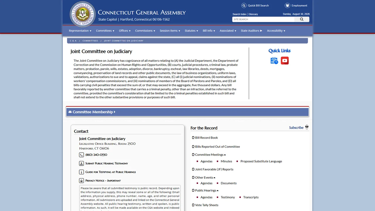 Judiciary Committee - Hartford, CT