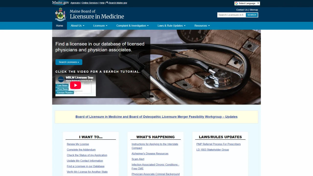 Maine Board of Licensure in Medicine - Augusta, ME