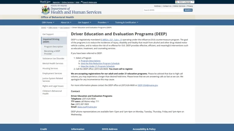 Maine DEEP (Driver Education and Evaluation Program) - Augusta, ME