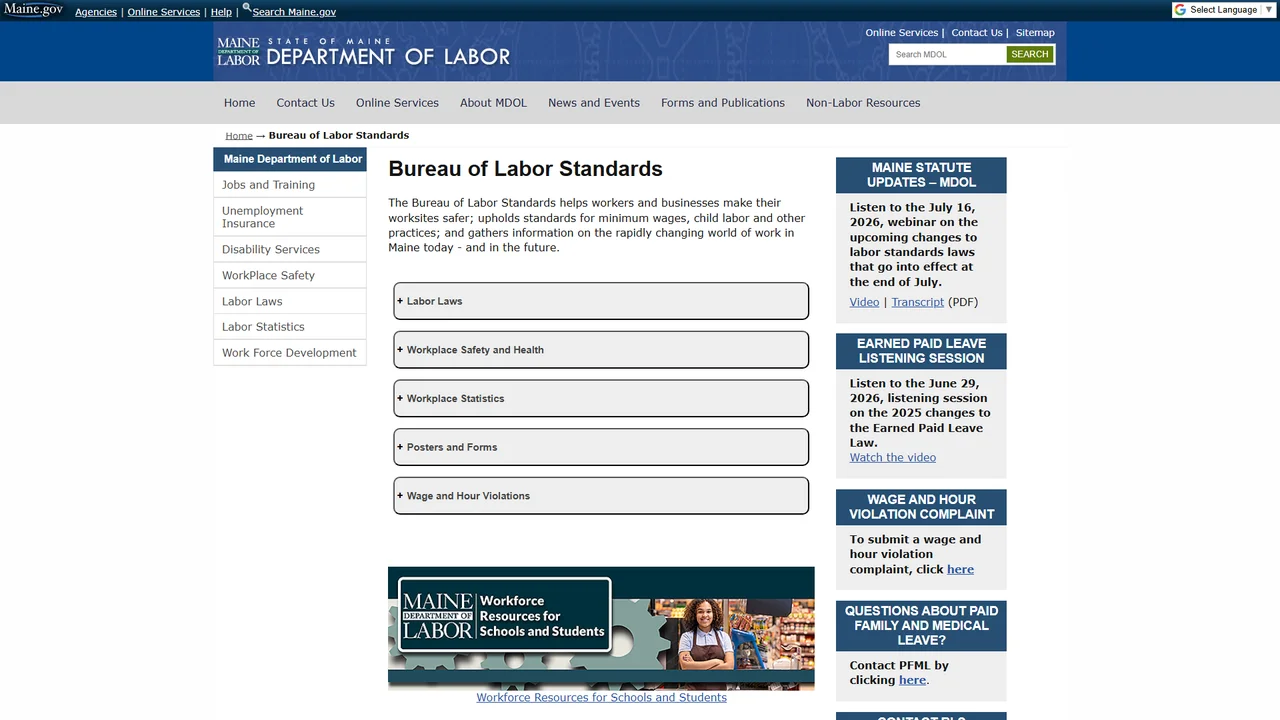 Maine Department of Labor - Wage and Hour Division - Augusta, ME