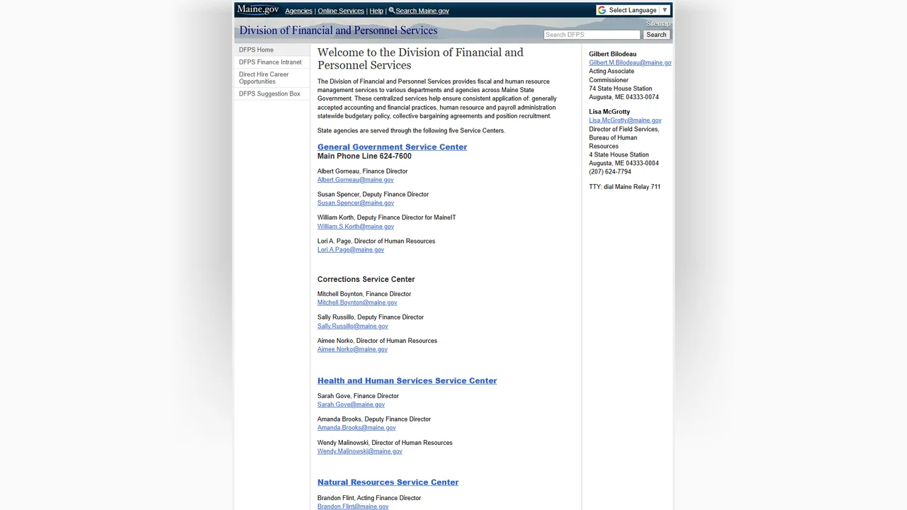 Maine Division of Financial and Personnel Services - Augusta, ME