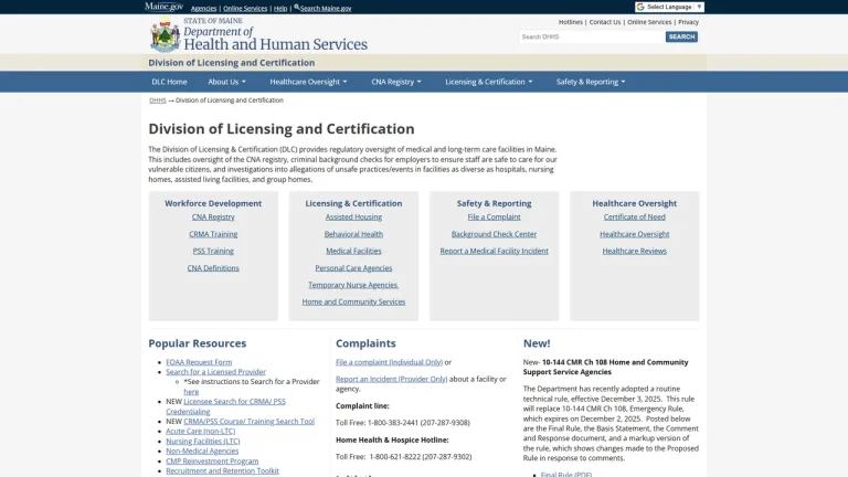 Maine Division of Licensing and Certification - Augusta, ME