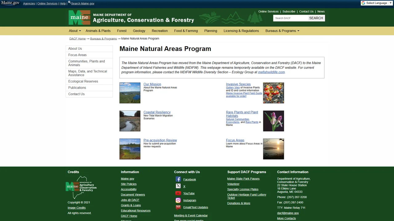 Maine Natural Areas Program - Augusta, ME