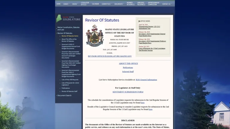 Maine Office of the Revisor of Statutes - Augusta, ME