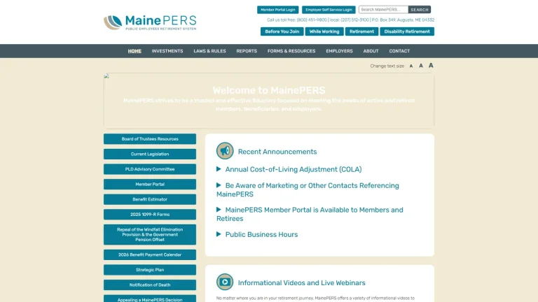 Maine Public Employees Retirement System - Augusta, ME