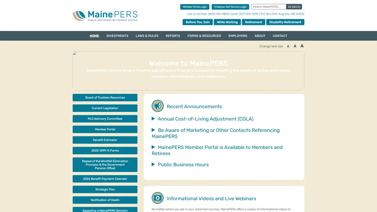 Maine Public Employees Retirement System - Augusta, ME