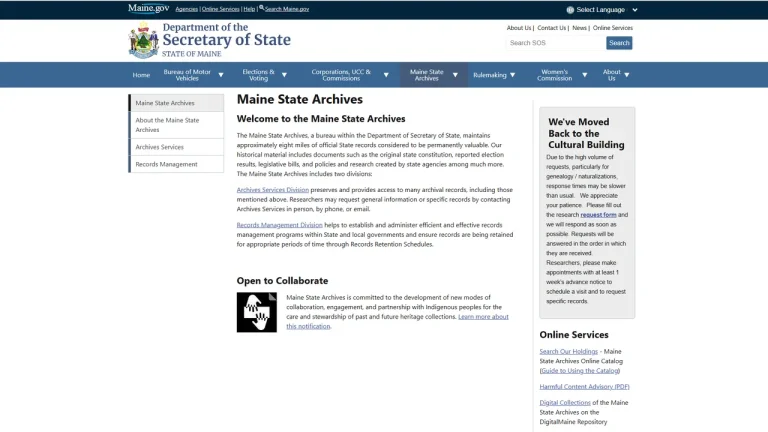 Maine State Archives - Augusta, ME