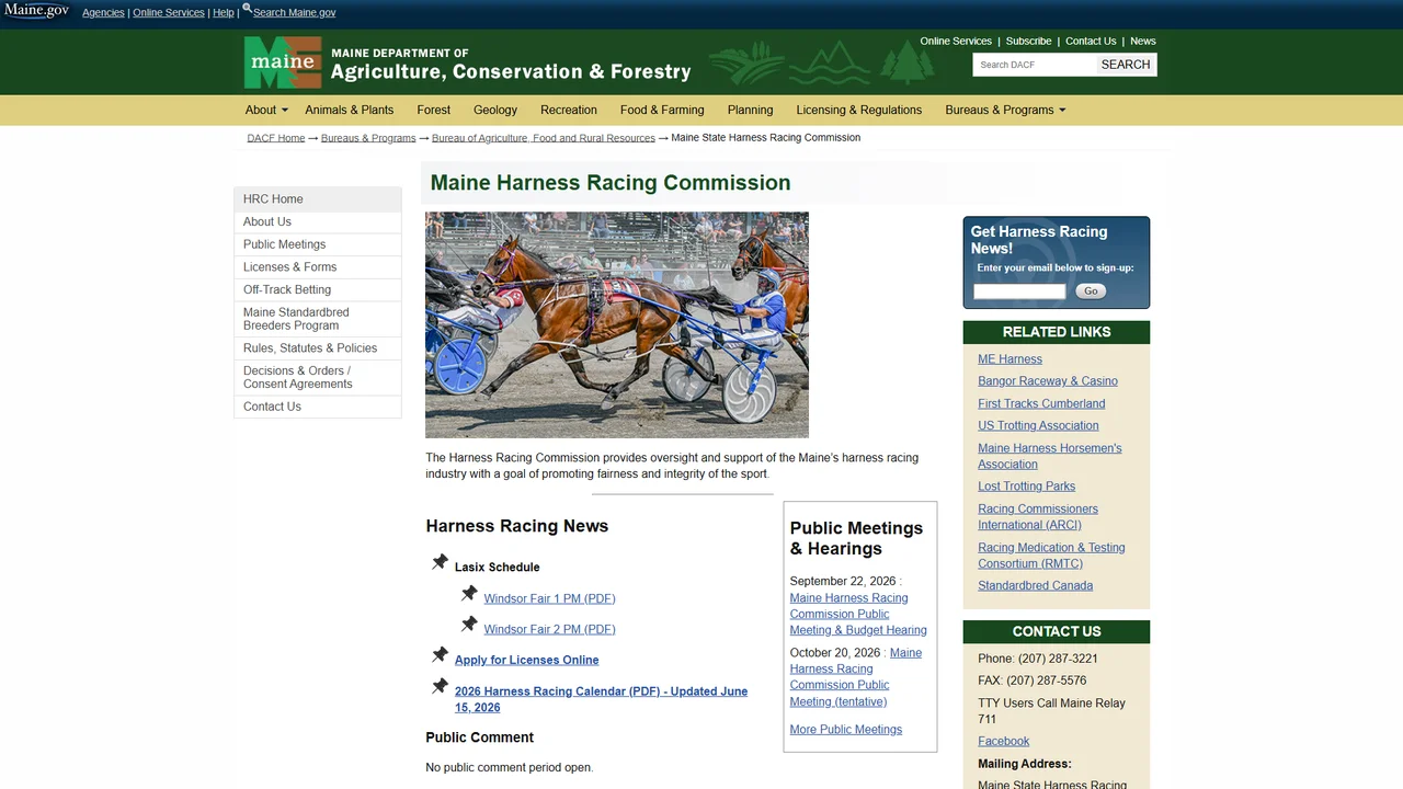 Maine State Harness Racing Commission - Augusta, ME