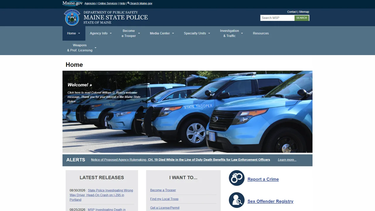 Maine State Police - Troop D & Major Crimes Unit - Augusta, ME