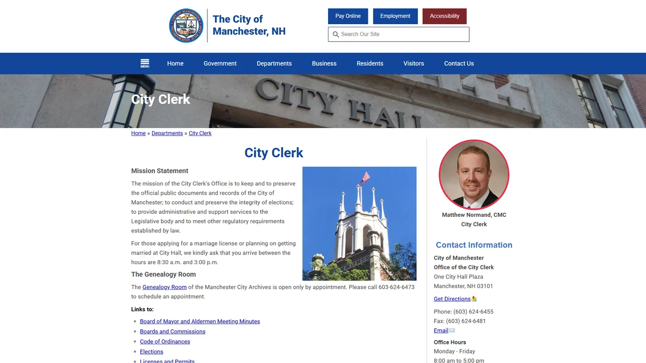Manchester City Clerk Office - Manchester, NH