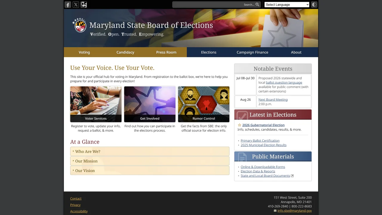 Maryland State Board of Elections - Annapolis, MD