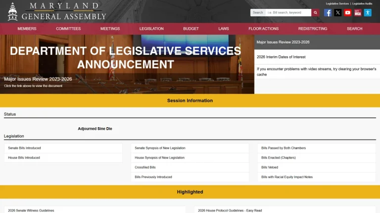 Maryland State Government General Assembly - Annapolis, MD