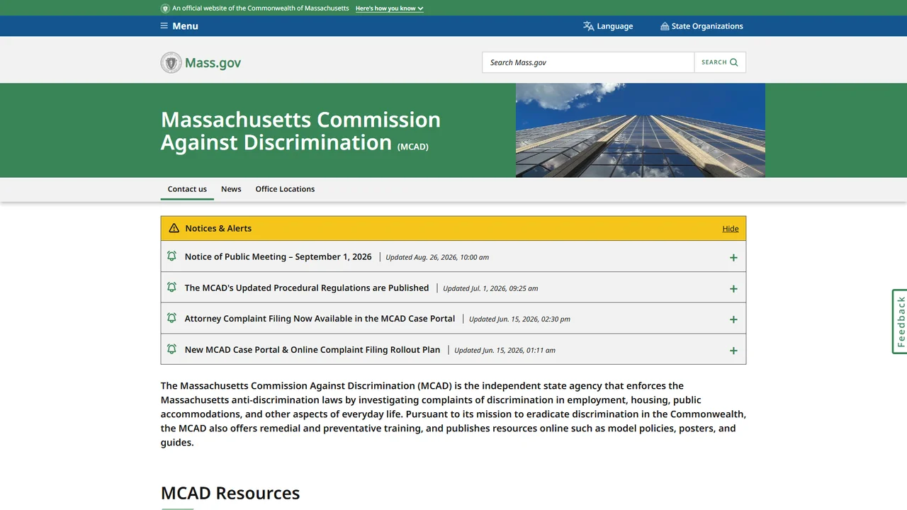 Massachusetts Commission Against Discrimination - Worcester, MA