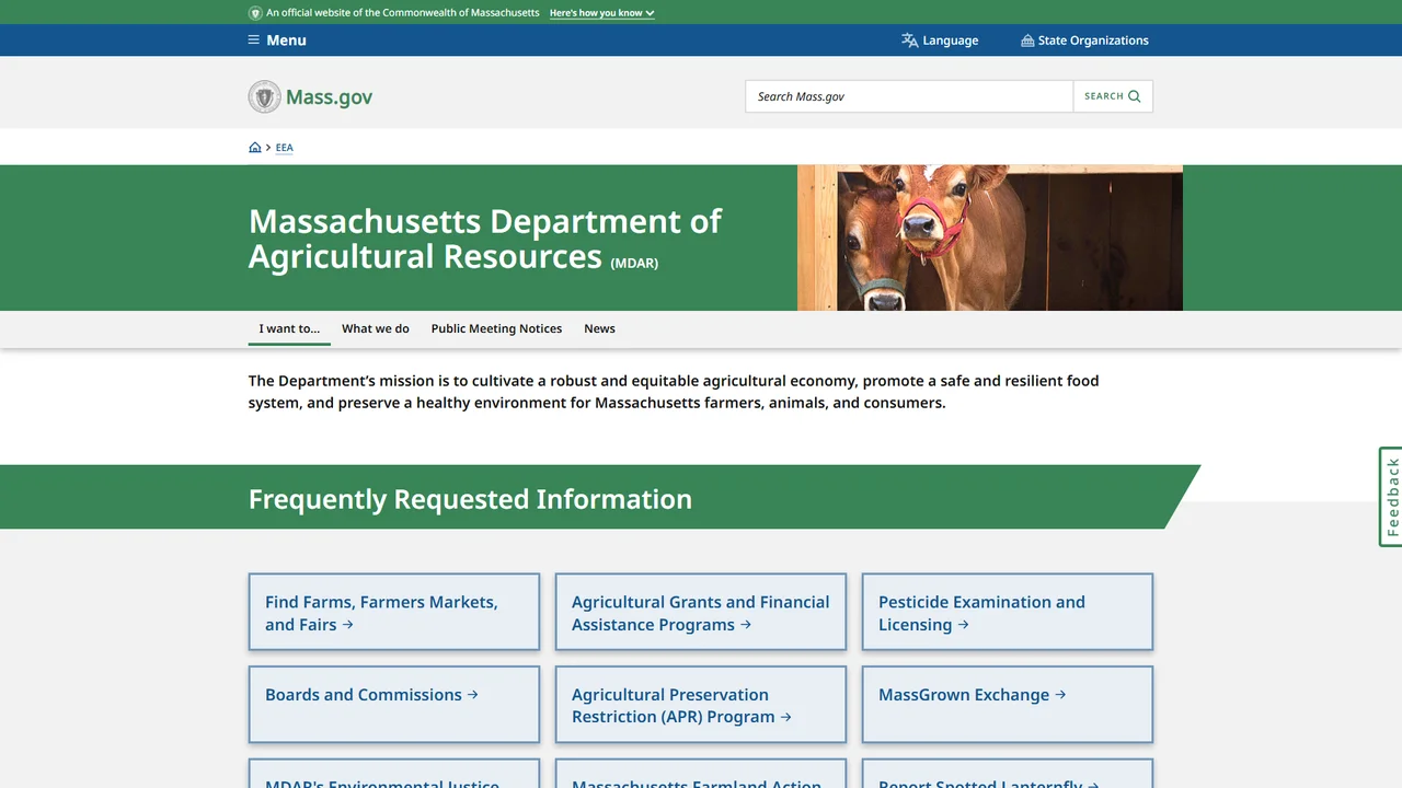 Massachusetts Department of Agricultural Resources - Boston, MA