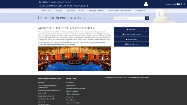 Massachusetts House of Representatives - Boston, MA