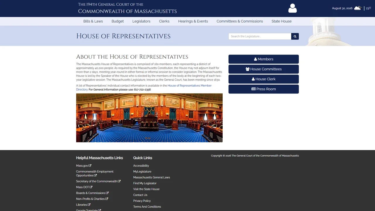 Massachusetts House of Representatives - Boston, MA