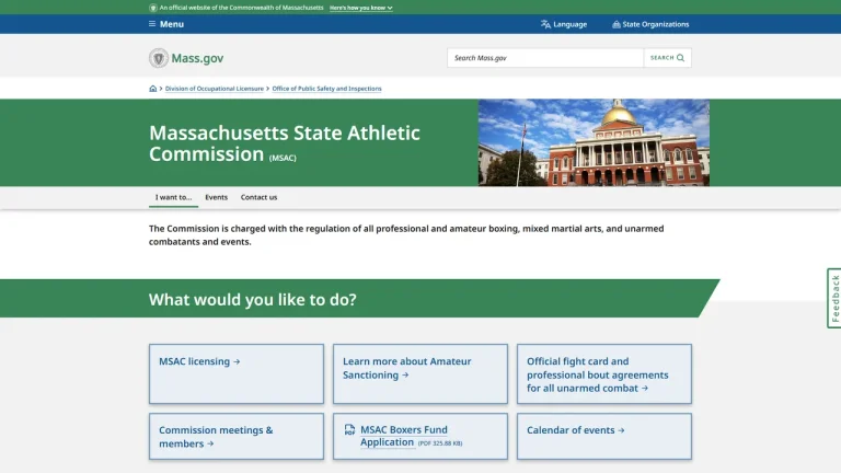 Massachusetts State Athletic Commission (Boxing Commission) - Boston, MA