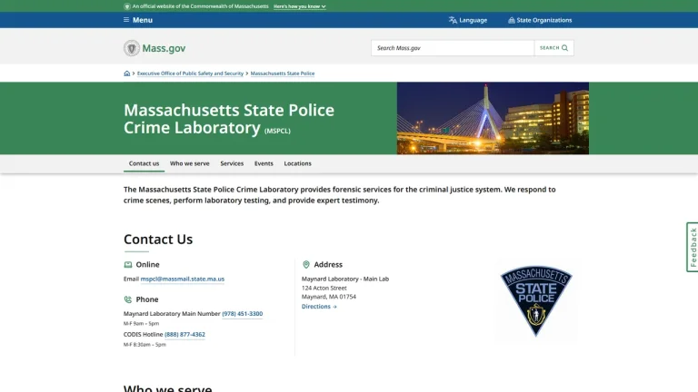 Massachusetts State Police Crime Laboratory - Worcester, MA