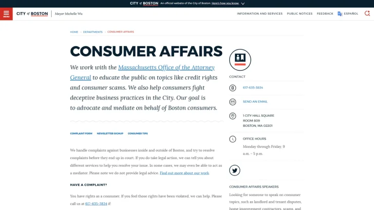 Mayor's Office of Consumer Affairs and Licensing - Boston, MA