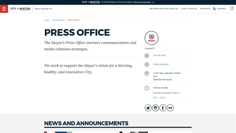 Mayor's Press Office - Boston, MA