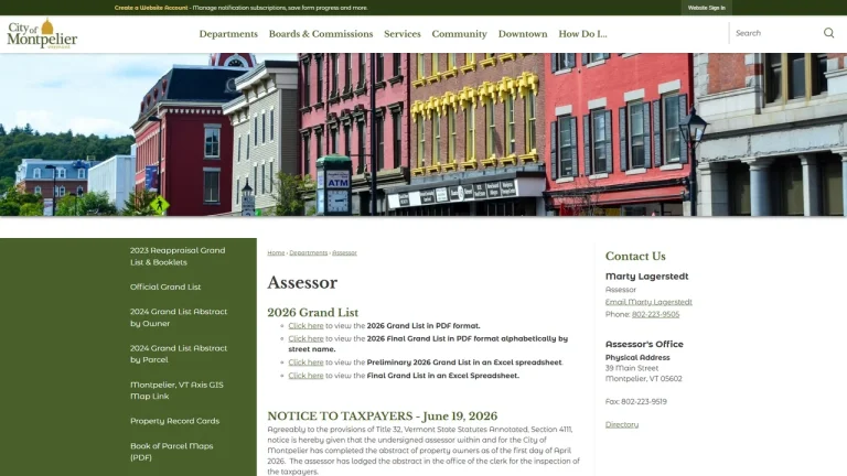 Montpelier City Assessor - Montpelier, VT