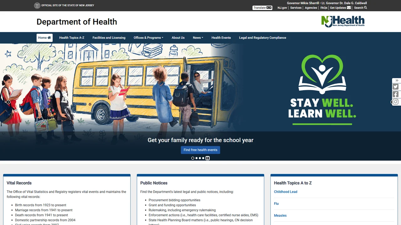 New Jersey Department of Health and Senior Services - Newark, NJ