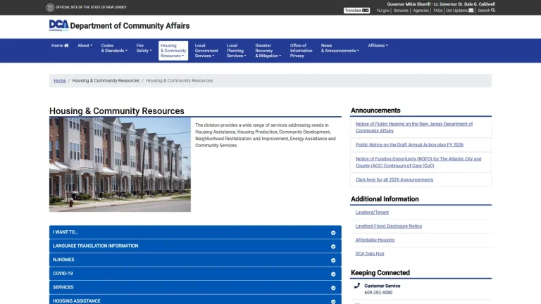 NJ DCA Division of Housing and Community Resources - Trenton, NJ
