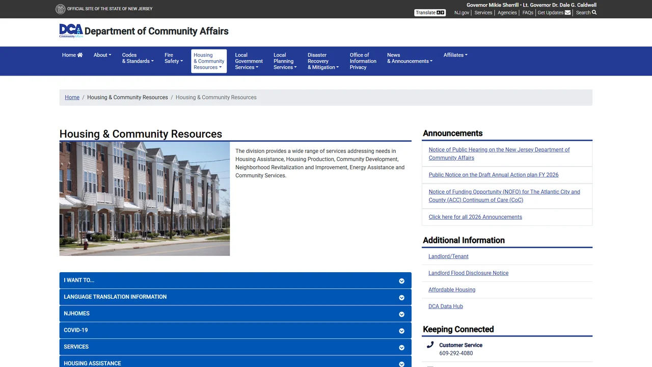 NJ DCA Division of Housing and Community Resources - Trenton, NJ