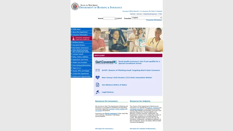 NJ Department of Banking and Insurance