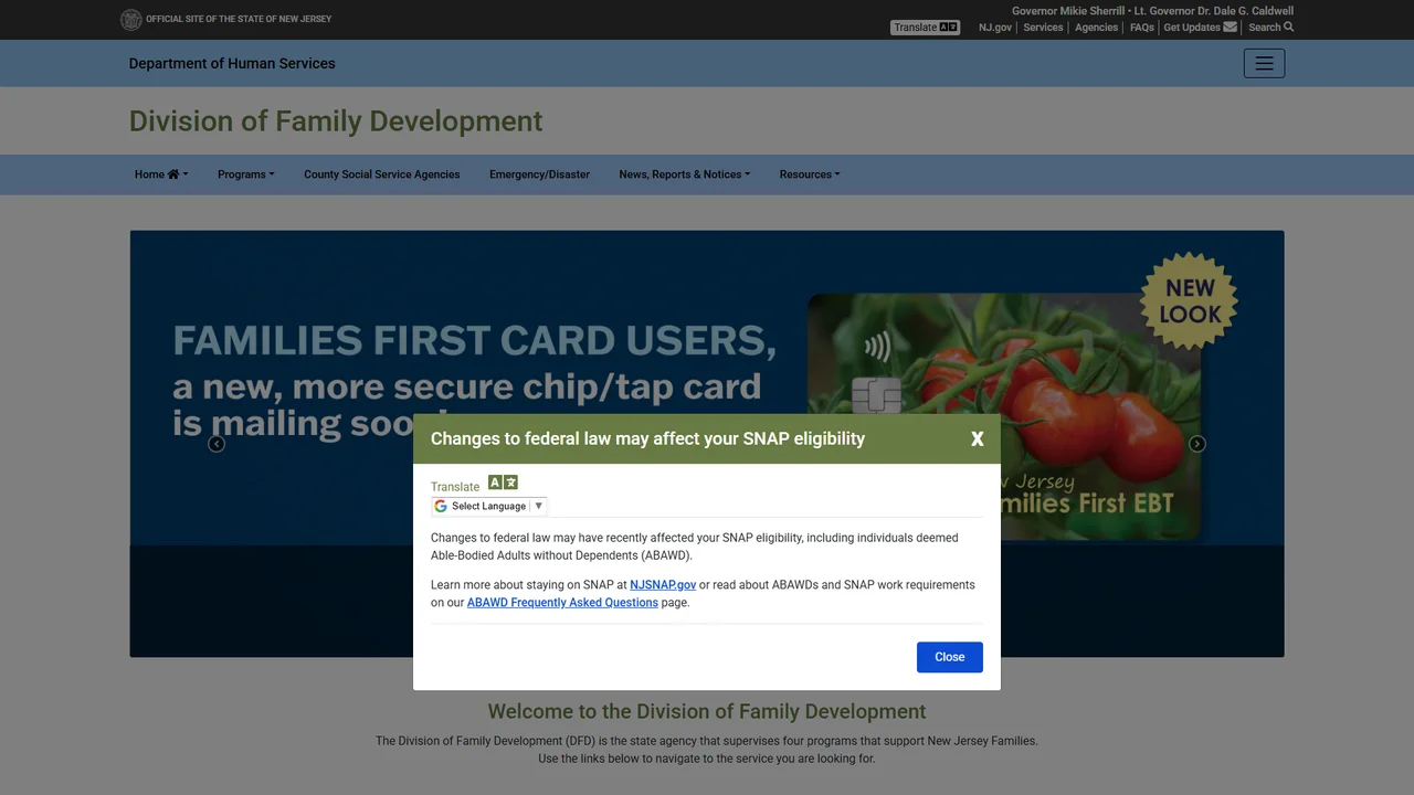 NJ Division of Family Development