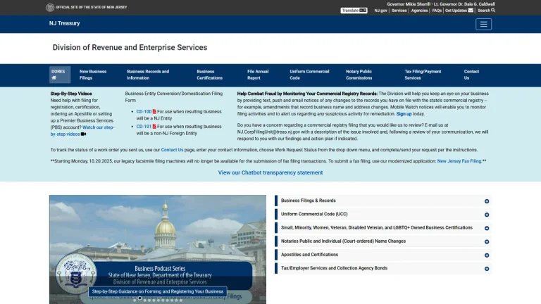 NJ Division of Revenue - Client Registration Bureau